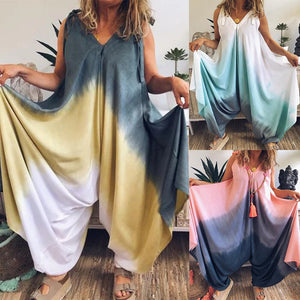 Tie-dye Print Sleeveless 2020 Women Playsuit Jumpsuit Spring Summer Casual Overalls Playsuits Sexy Loose Strap Rompers Wearuit