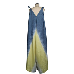 Tie-dye Print Sleeveless 2020 Women Playsuit Jumpsuit Spring Summer Casual Overalls Playsuits Sexy Loose Strap Rompers Wearuit