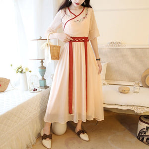 Traditional Ancient Chinese Style Hanfu Costume Women Vintage Oriental Han Dynasty Princess Chiffon Daily Clothing Fairy Dresses