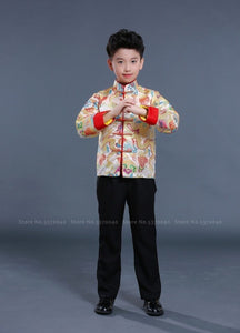 Traditional Chinese Tang Suit Girl Princess Children Host Evening Formal Dress Kids Boy Hanfu New Year Festival Jackets Costumes