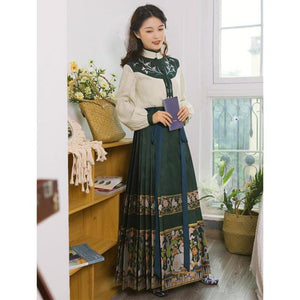 Traditional Chinese Women Horse Skirt Hanfu Suit Spring Autumn New Cosplay Dressing Satin Novelty Stage Performance Clothing