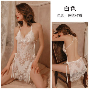 Transparent Sexy Lingerie Porno Costumes Women Lace Plus Size Babydoll Erotic Night Dress for Sex Sleepwear Underwear Nightgown