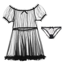 Load image into Gallery viewer, Tulle Temptation Sexy Lingerie Princess Dress Sexy Sleepwear Word Shoulder Mesh Tutu Night Dress Nightgowns Women