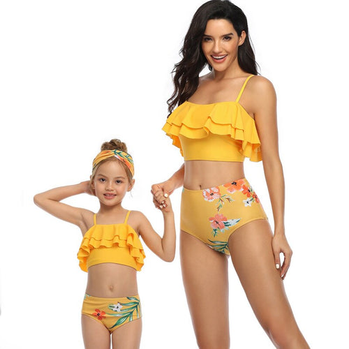 Two Piece Bikini Brasileiro Beachwear 2021 Swimsuit Women High Waist Swimwear And Swimming Trunks Parent-Child Bathing Suit