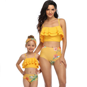 Two Piece Bikini Brasileiro Beachwear 2021 Swimsuit Women High Waist Swimwear And Swimming Trunks Parent-Child Bathing Suit