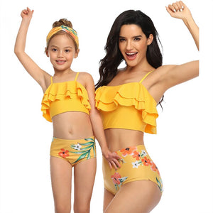 Two Piece Bikini Brasileiro Beachwear 2021 Swimsuit Women High Waist Swimwear And Swimming Trunks Parent-Child Bathing Suit