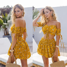 Load image into Gallery viewer, Two Piece For Women Clothing 2021 Summer New Printed Sexy Off Shoulder Top Shorts Set + Casual Slim Fit Outfit