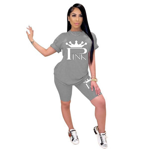 Two Piece Outfits Women Sets Clothes 2021 Black Girl Lounge Wear Loose Pin Summer T-Shirt Top Biker Shorts Sweatpants Casual