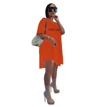 Load image into Gallery viewer, Two Piece Set Women Casual V Neck Letter Print T Shirt Top And Shorts Set Streetwear Sexy 2 Piece Outfits For Women Suit