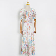 Load image into Gallery viewer, Two Piece Set Women Crop Tops Blouse+High Waist Maxi Skirt