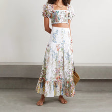 Load image into Gallery viewer, Two Piece Set Women Crop Tops Blouse+High Waist Maxi Skirt