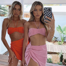 Load image into Gallery viewer, Two Piece Set Women Skirt 2021 Summer Sexy Halter Crop Top And Mini Skirts Suits Vacation Outfits Beach Club Party Dress Sets