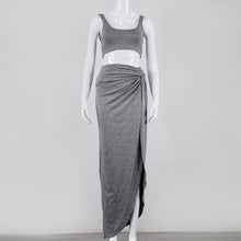 Load image into Gallery viewer, Two Piece Set Women Skirt Summer Elegant Sexy Dress Suits Halter Crop Top High Waist Long Skirts Set Woman 2 Pieces 2021 Outfits