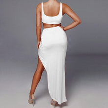 Load image into Gallery viewer, Two Piece Set Women Skirt Summer Elegant Sexy Dress Suits Halter Crop Top High Waist Long Skirts Set Woman 2 Pieces 2021 Outfits