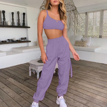 Load image into Gallery viewer, Two Piece Set Women Tracksuit Backless Strap Crop Top + Cargo Pants Jogger Suits Summer Clothes Streetwear Matching Sets Outfits