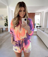 Load image into Gallery viewer, Two Piece Set Women Tracksuit Summer Clothes Tie Dye Print T-shirt Top and Shorts Suit Co Ord Sets Active Pajamas Lounge Wear