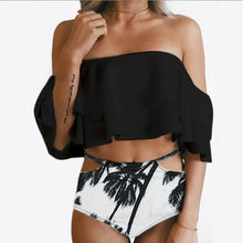 Load image into Gallery viewer, Two Piece Swimsuits for Women Ruffle Flounce Off Shoulder Bathing Suits High Waisted Bikini Swimwear