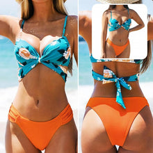 Load image into Gallery viewer, Two Pieces  Novelty Push Up Splitted Sexy Bikini Set Skinny Bra Briefs Set Spaghetti Straps   for Spa