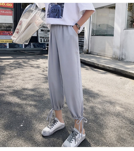 Two-Way Wide-Leg Pants Women's Cropped Summer Loose Light Harajuku Pantalon Femme Trousers Women Sweatpants Streetwear Plus Size