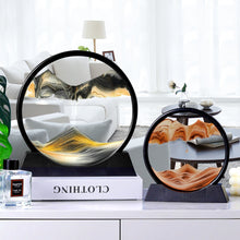 Load image into Gallery viewer, Moving Sand Art Picture Round Glass 3D Hourglass Deep Sea Sandscape In Motion Display Flowing Sand Frame 7/12inch For home Decor