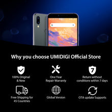 Load image into Gallery viewer, UMIDIGI A3S Android 10 Global Band 3950mAh Dual Rear Camera  5.7&quot; Smartphone 13MP Selfie Triple Slots Dual 4G VoLTE Celular