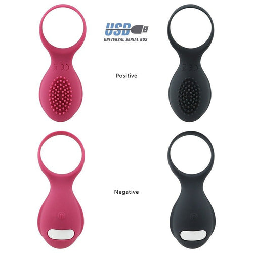 USB Charging Silicone Lock Ring Husband and Wife Share Masturbation Device Men's Delayed Vibration Collar Adult Products Sex Toy