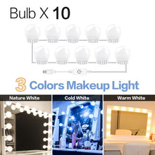 Load image into Gallery viewer, USB LED 12V Makeup Lamp Wall Light Beauty 2 6 10 14 Bulbs Kit For Dressing Table Stepless Dimmable Hollywood Vanity Mirror Light