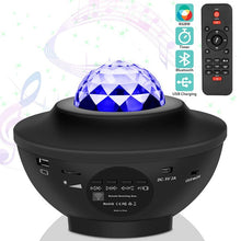 Load image into Gallery viewer, USB LED Star Night Light Music Starry Water Wave LED Projector Light Bluetooth Projector Sound-Activated Projector Light Decor