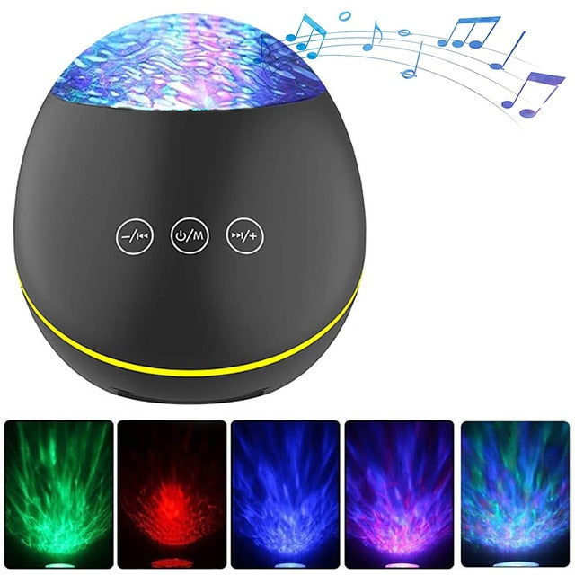 USB LED Star Night Light Music Starry Water Wave LED Projector Light Bluetooth Projector Sound-Activated Projector Light Decor