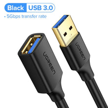 Load image into Gallery viewer, Ugreen USB Extension Cable USB 3.0 Cable for Smart TV PS4 Xbox One SSD USB3.0 2.0 to Extender Data Cord Mini USB Extension Cable