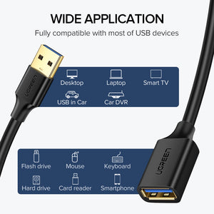 Ugreen USB Extension Cable USB 3.0 Cable for Smart TV PS4 Xbox One SSD USB3.0 2.0 to Extender Data Cord Mini USB Extension Cable