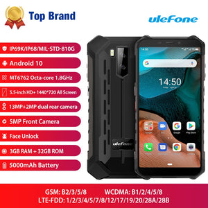 Ulefone Armor X5  Android 10 Rugged Waterproof  Smartphone IP68 MT6762 Cell Phone 3GB 32GB Octa core NFC  4G LTE Mobile Phone
