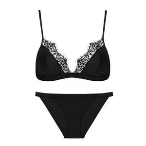 Underwear Set Woman Lace Patchwork Sexy Female Bra And Panty Set Push Up Thin Soft Bralette Tops And Panties Girls Lingerie Set
