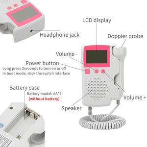 Upgraded 3.0MHz Doppler Fetal Heart rate Monitor Home Pregnancy Baby Fetal Sound Heart Rate Detector LCD Display No Radiation