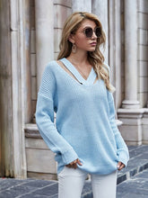 Load image into Gallery viewer, V Neck Casual Women Pulovers Sweaters Boho Holiday Knitwear Sweater Oversize Long Sleeve Solid Jumper Top Winter New