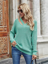 Load image into Gallery viewer, V Neck Casual Women Pulovers Sweaters Boho Holiday Knitwear Sweater Oversize Long Sleeve Solid Jumper Top Winter New