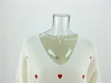 Load image into Gallery viewer, V-Neck Embroidery Heart Sweater Women Pullovers Girl's Korean Style Kawaii Sweater Autumn Winter Casual Pullovers Tops