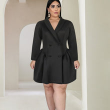 Load image into Gallery viewer, V Neck Long Sleeve Gown Dresses Plus Size High Waist Mini Office Lady Evening Dinner Party Spandex Dress for Women Autumn 2021