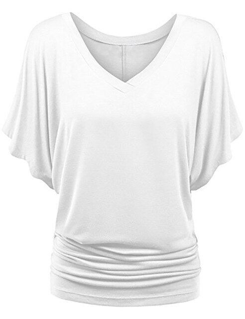 V Neck Women's Tunic Large Size Fashion Shirts Short Sleeve Basic Top Tee XXXL XXXXL XXXXXL Clothes