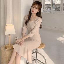 Load image into Gallery viewer, V-neck Long Sleeve Slim Fishtail Dress Women Korean Style Spring Autumn 2022 Office Ladies Robe Femme Elegant Vintage Vestidos