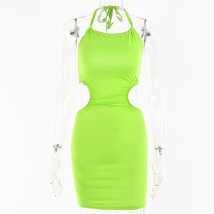 Vacation Knitted Maxi Dresses for Women Summer 2021 Elegant Sexy Party Cut Out Backless Bodycon Dress  Casual  Spaghetti Strap