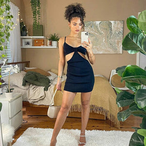 Vacation Knitted Maxi Dresses for Women Summer 2021 Elegant Sexy Party Cut Out Backless Bodycon Dress Women Party Dress