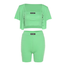 Load image into Gallery viewer, Vest Cardigan Shorts Suit Three Piece Women Summer Fashion Shorts Sets Casual Sexy 3 Pce Sets Stretch Slim Sets Womens Outfits