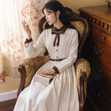 Load image into Gallery viewer, Vestidos de mujer Casual Dress Women Autumn Design Niche Contrast Color Stitching Lapel Simple Fashion French Retro Maxi Dress