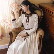 Load image into Gallery viewer, Vestidos de mujer Casual Dress Women Autumn Design Niche Contrast Color Stitching Lapel Simple Fashion French Retro Maxi Dress