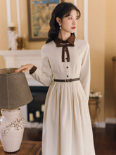 Load image into Gallery viewer, Vestidos de mujer Casual Dress Women Autumn Design Niche Contrast Color Stitching Lapel Simple Fashion French Retro Maxi Dress