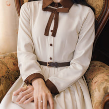 Load image into Gallery viewer, Vestidos de mujer Casual Dress Women Autumn Design Niche Contrast Color Stitching Lapel Simple Fashion French Retro Maxi Dress