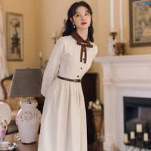 Load image into Gallery viewer, Vestidos de mujer Casual Dress Women Autumn Design Niche Contrast Color Stitching Lapel Simple Fashion French Retro Maxi Dress