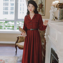 Load image into Gallery viewer, Vestidos de mujer casual Dress Female Suit Lapel Simple Retro Midi Dress Women Fall Korean Fashion Pleated Dress Office Lady Y2K