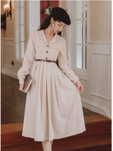 Load image into Gallery viewer, Vestidos de mujer casual Dress Female Suit Lapel Simple Retro Midi Dress Women Fall Korean Fashion Pleated Dress Office Lady Y2K